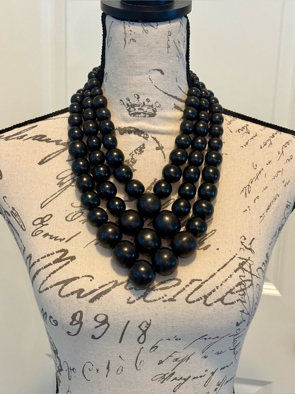 Monies Denmark Signed Collectible Wood Multi Strand Statement Necklace - Picture 12 of 15